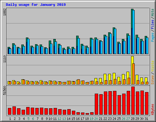 Daily usage for January 2019