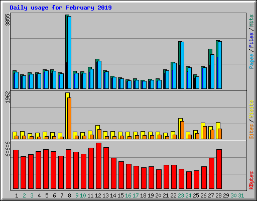 Daily usage for February 2019