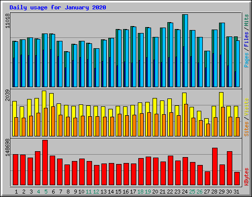 Daily usage for January 2020