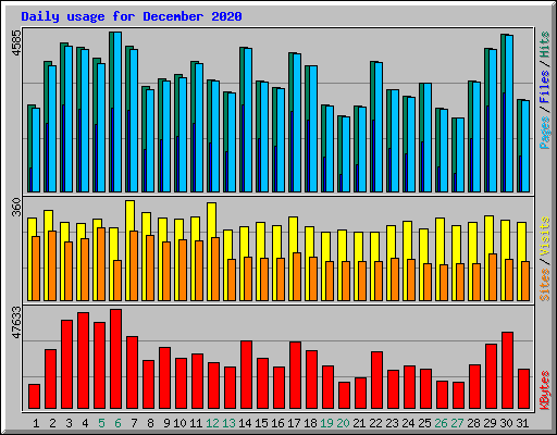 Daily usage for December 2020