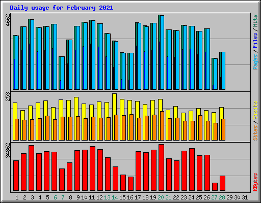 Daily usage for February 2021