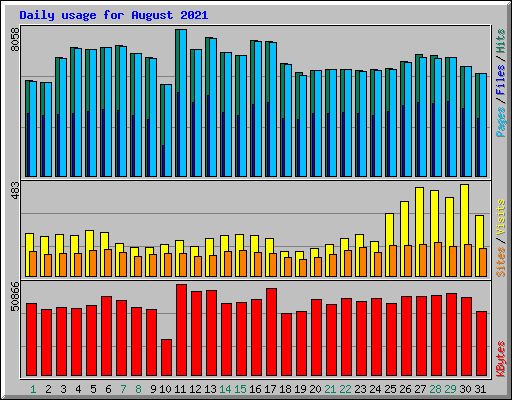 Daily usage for August 2021